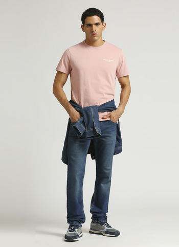 Pink Back Print Slim Fit Short Sleeve T-shirt