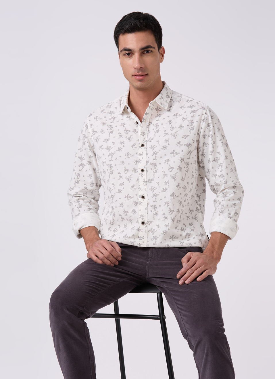 Men Off White Printed Shirt, , large image number 0