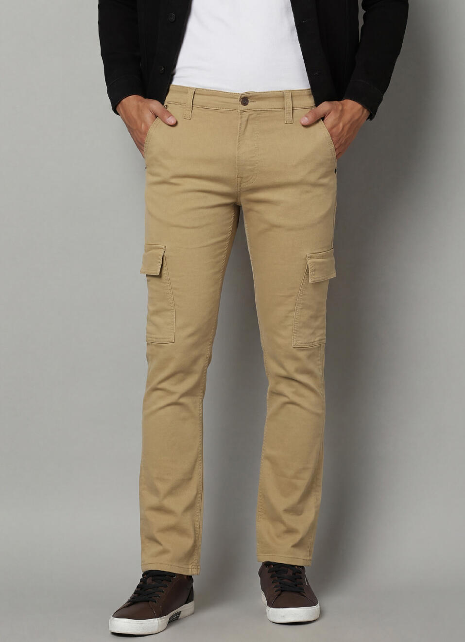 Cargo Straight Mid Rise Green Tinted Jeans, , large image number 0