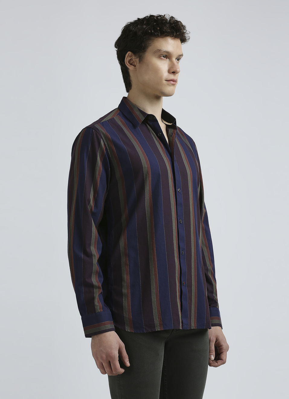 Navy Stripes Full Sleeve Shirt, , large image number 3