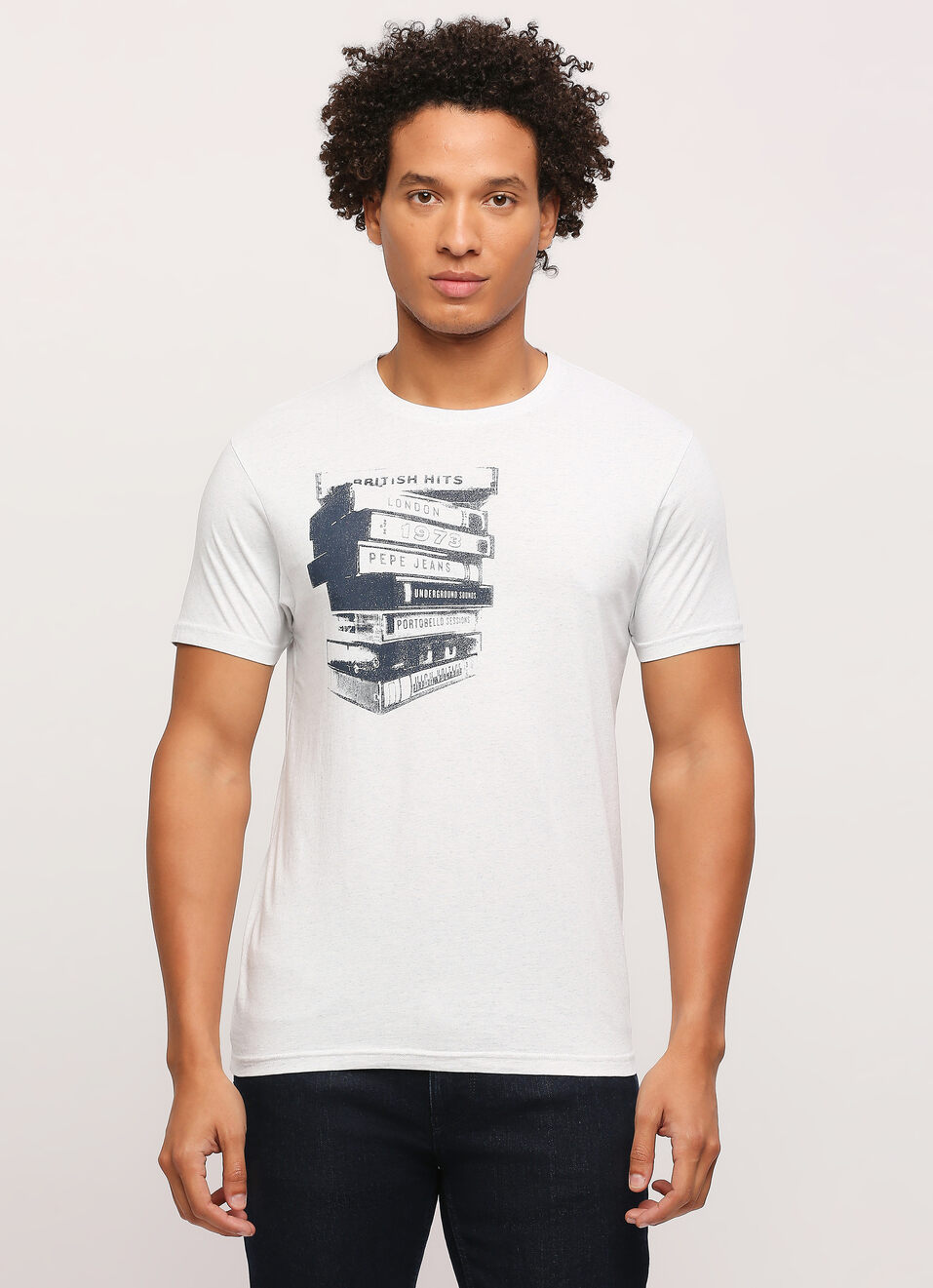 White Graphic Printed Short Sleeve Tee, , large image number 1