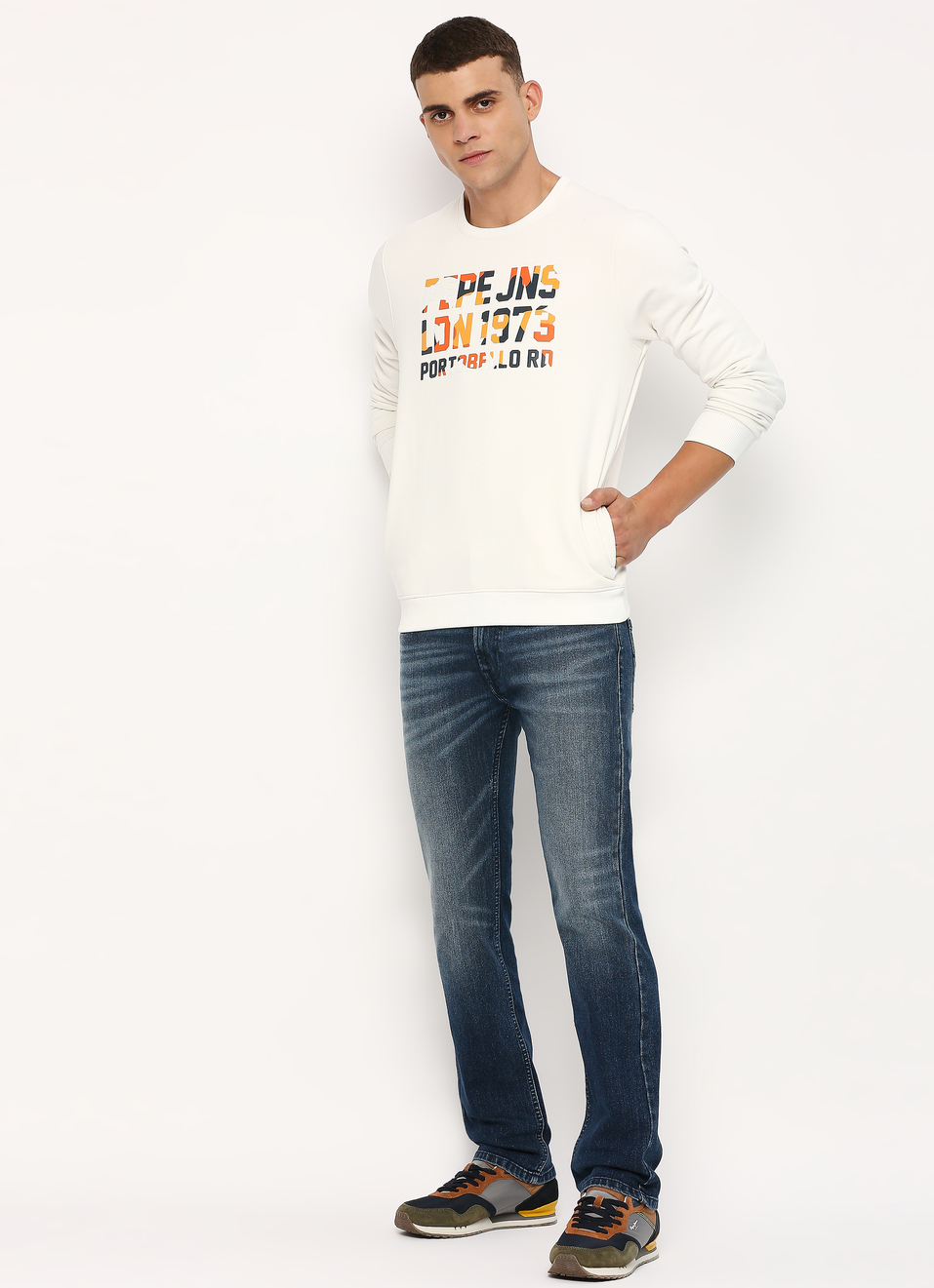 Ecru Graphic Printed Sweatshirt, , large image number 5