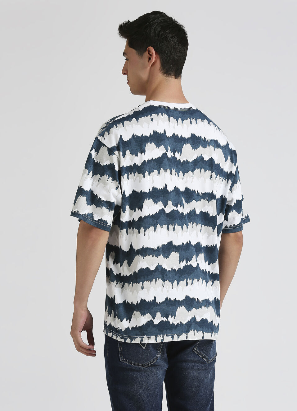Teal Tie Dye Printed Short Sleeve Oversized T-shirt, , large image number 1