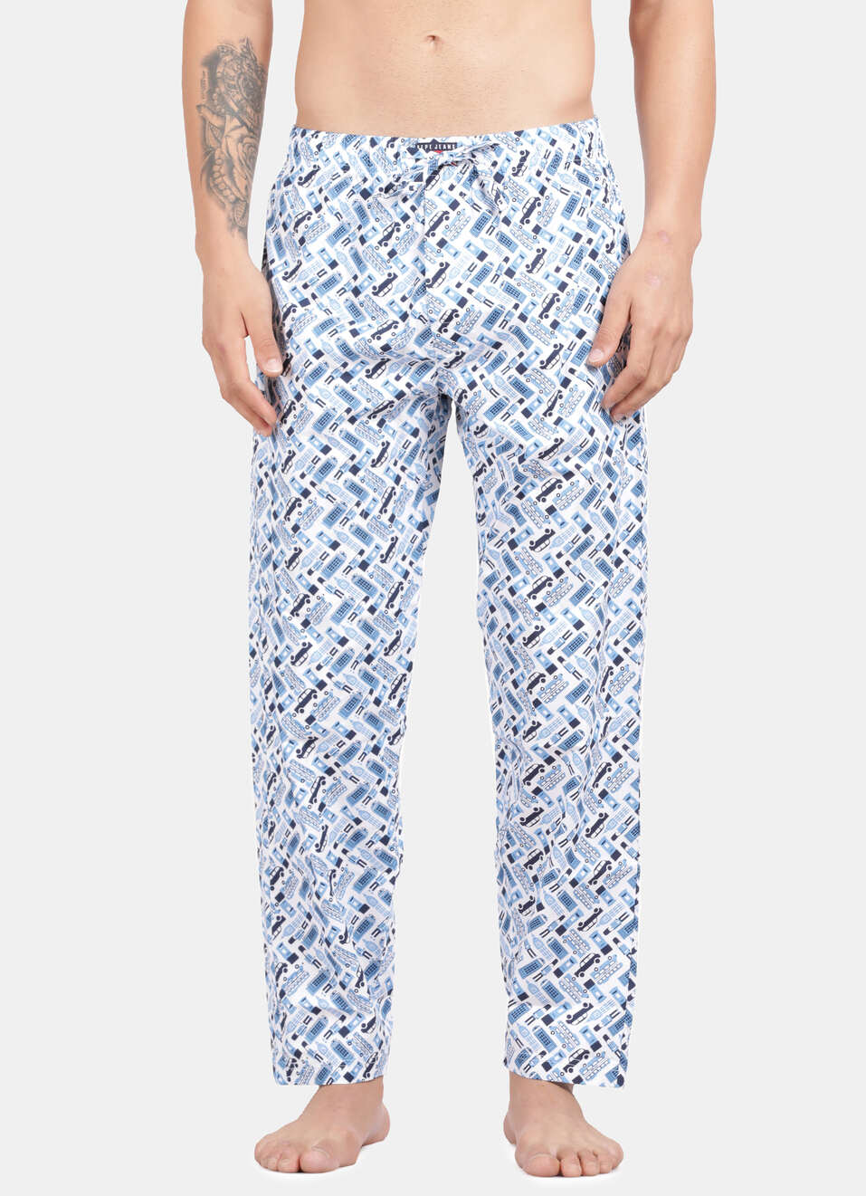 Ice Blue Printed Pyjamas, , large image number 1