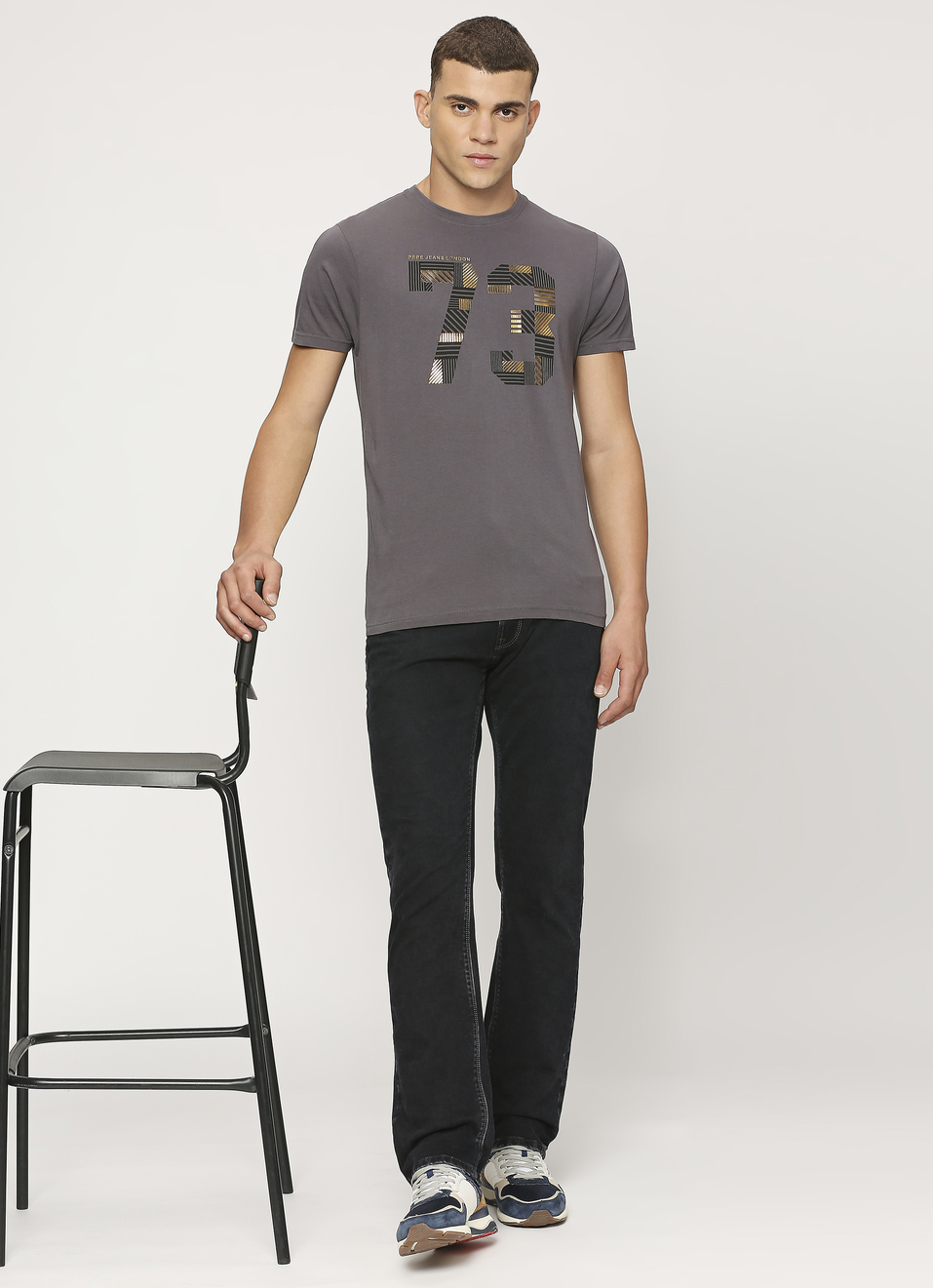 Grey Graphic Print Short Sleeve T-shirt, , large image number 5