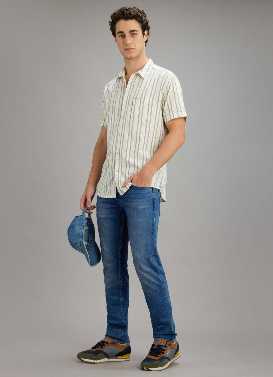 Men White Striped Shirt, , large image number 2