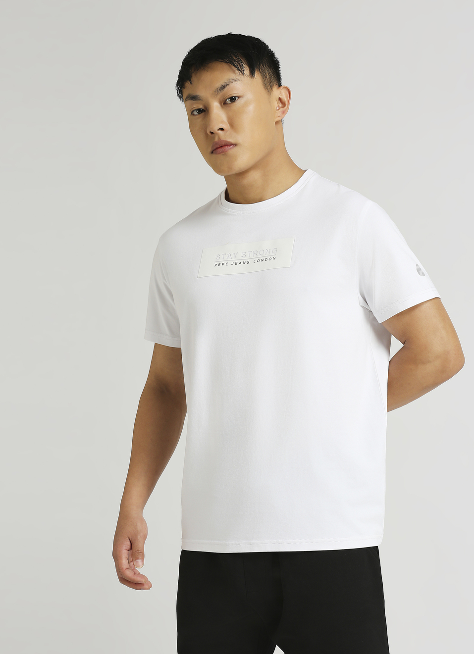 White Slogan Print Stretch T-shirt, , large image number 0