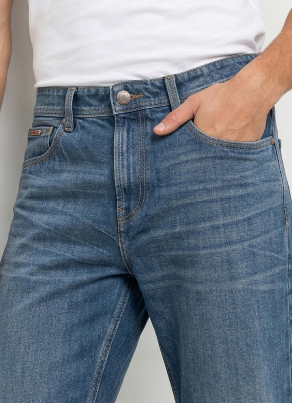 Men Blue Baggy Fit Mid Rise Jeans, , large image number 4