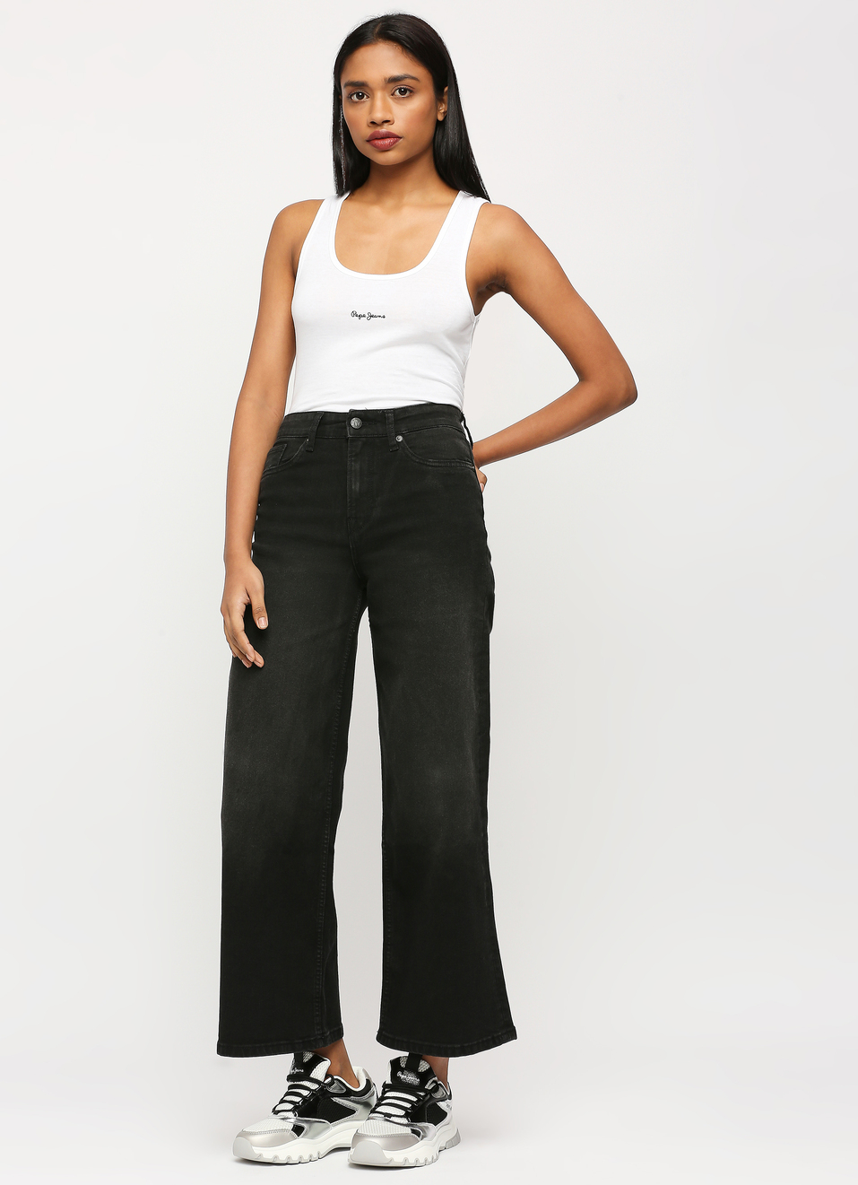 Hailey Black High Waist Wide Leg Jeans, , large image number 5