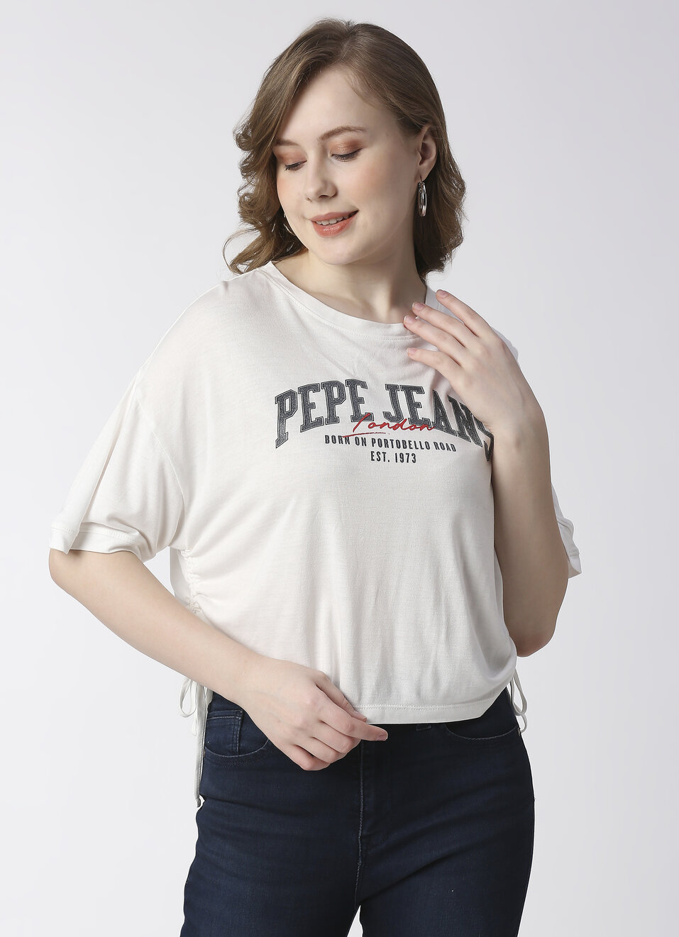 White Rouching Detail T-Shirt, , large image number 1