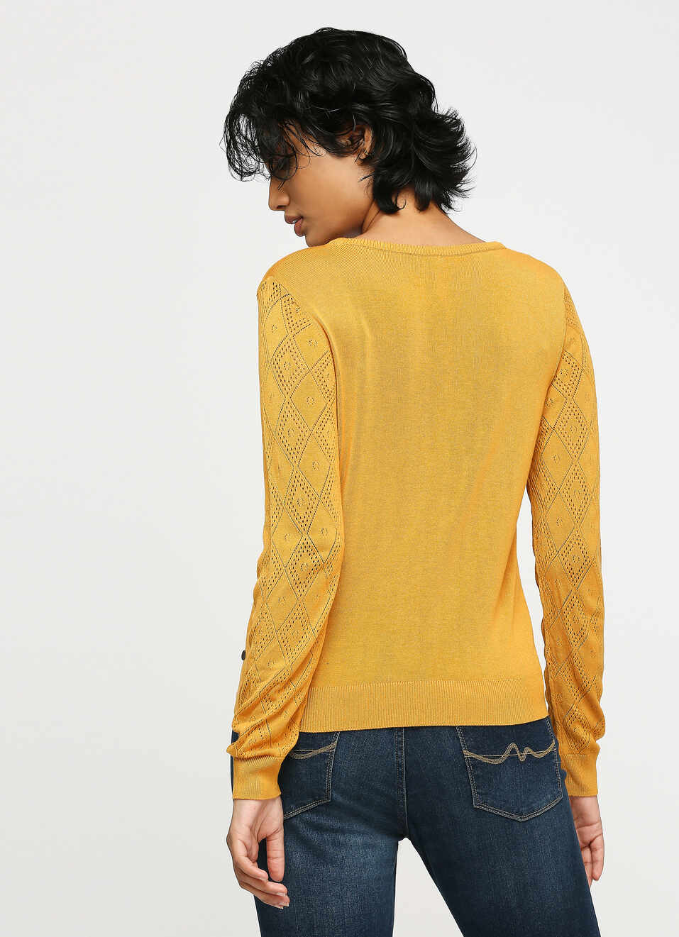 Yellow Round Neck Full Sleeve Sweater, , large image number 2