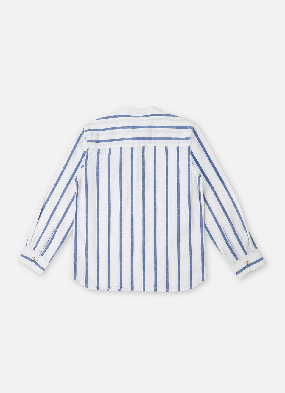 Boys White Narrow Stripes Long Sleeve Kurta Placket, , large image number 1