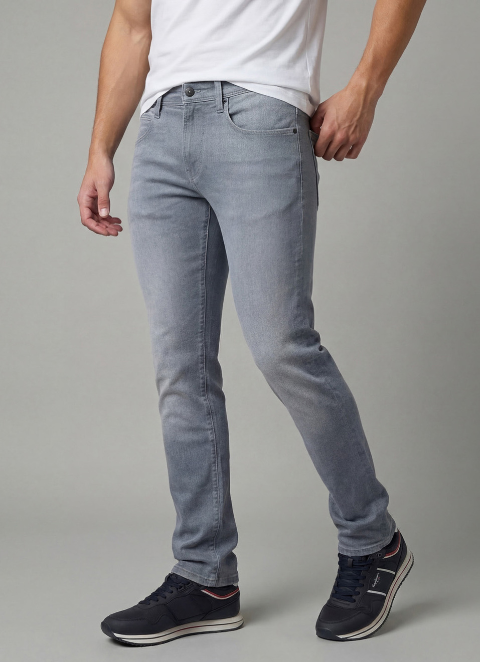 Men Grey Mid Rise Slim Powerflex Extra Stretchable Jeans, , large image number 0