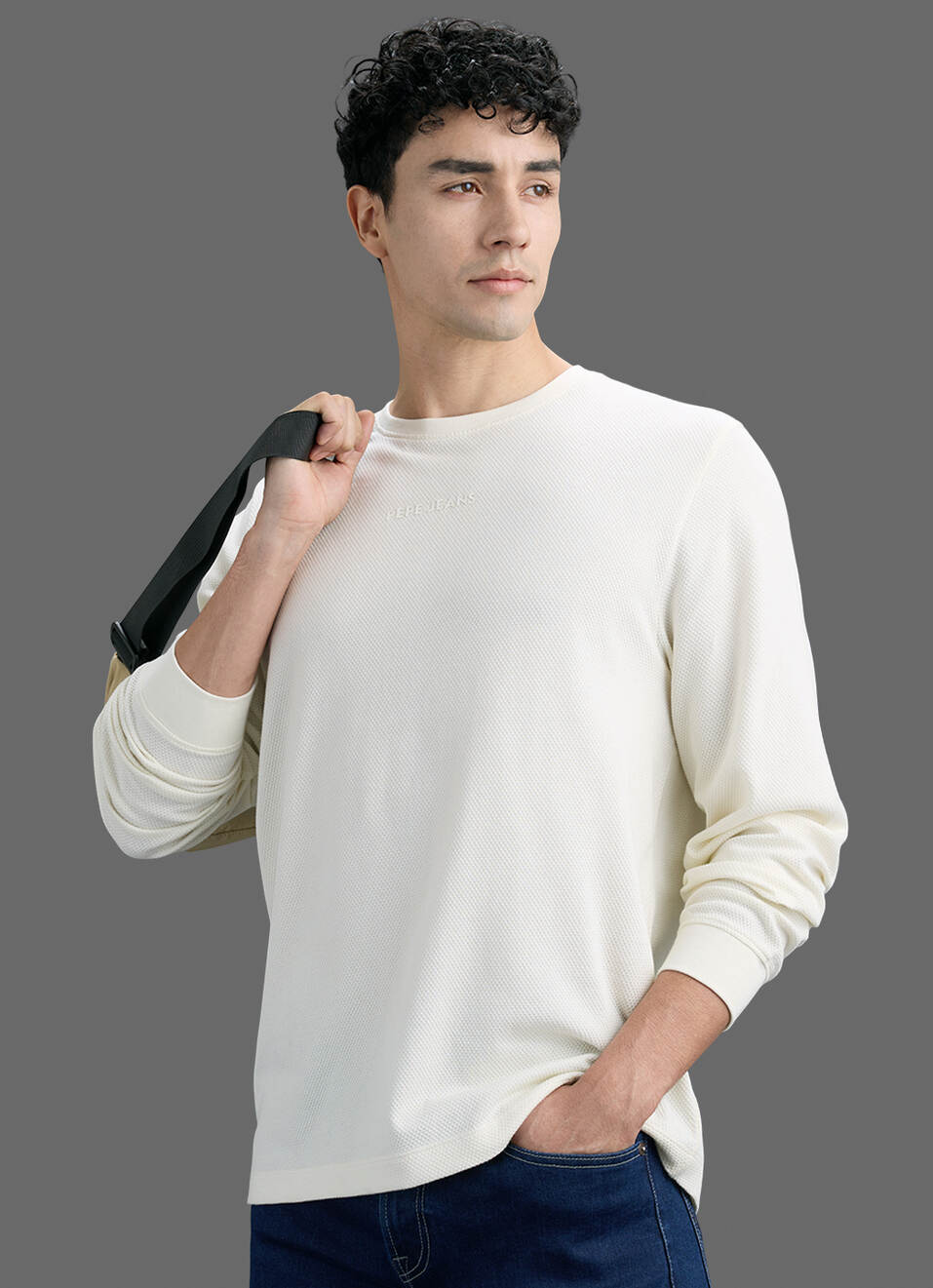 Men Off White Printed Slim Fit Long Sleeve T-shirt, , large image number 0