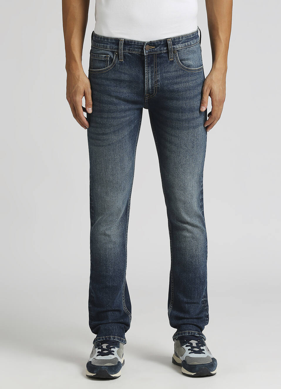 Vapour Dark Blue Mid Rise Slim Fit Jeans, , large image number 2