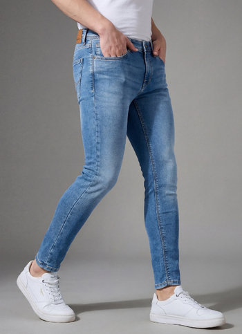 Men Blue Skinny Fit Mid Rise Jogger Like Jeans