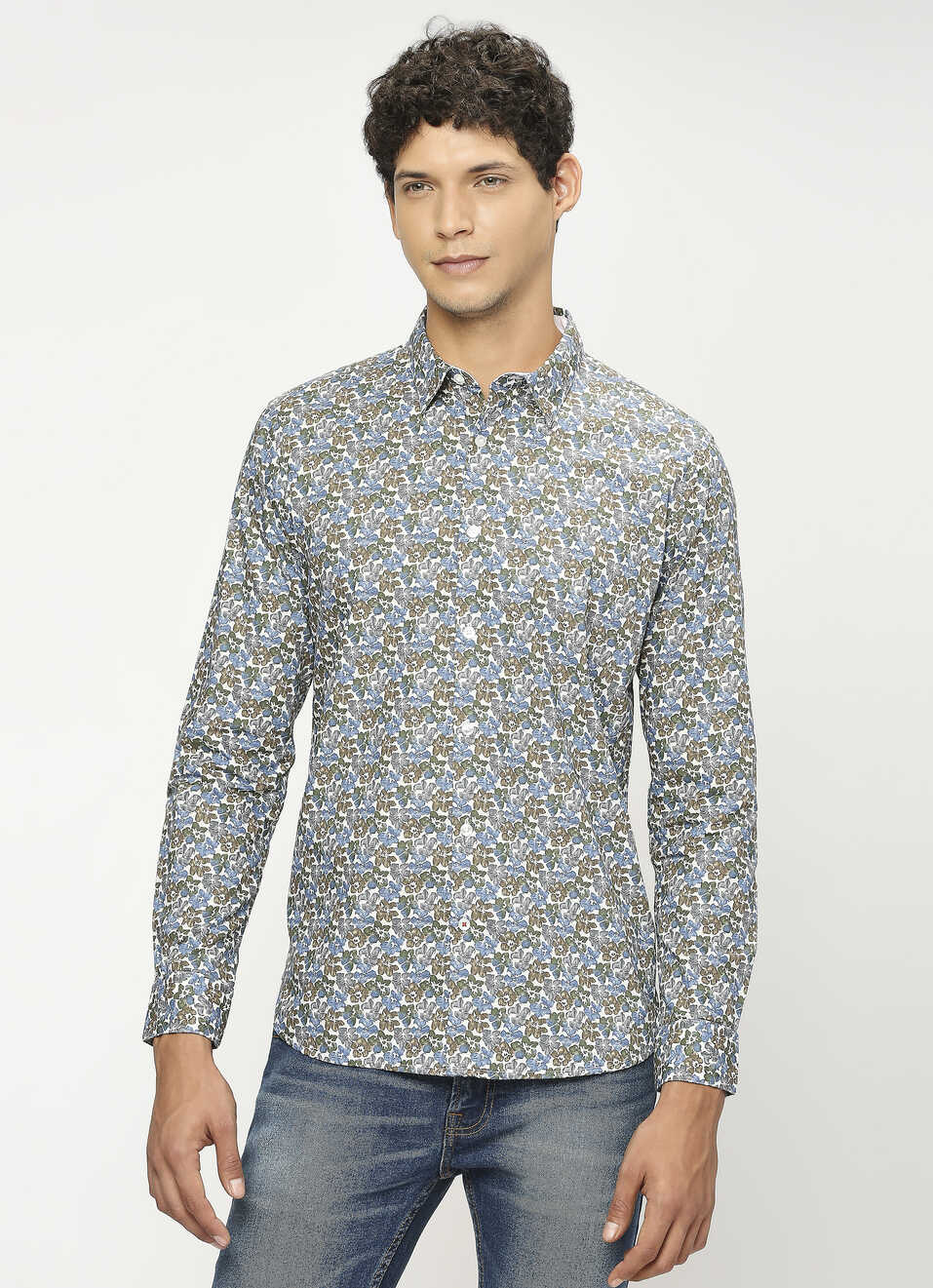Brown Printed Full Sleeve Shirt, , large image number 1