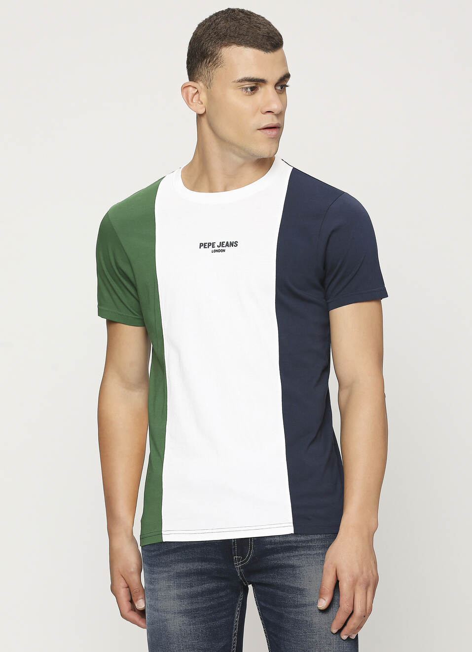 White Colour Block Short Sleeve T-shirt, , large image number 1