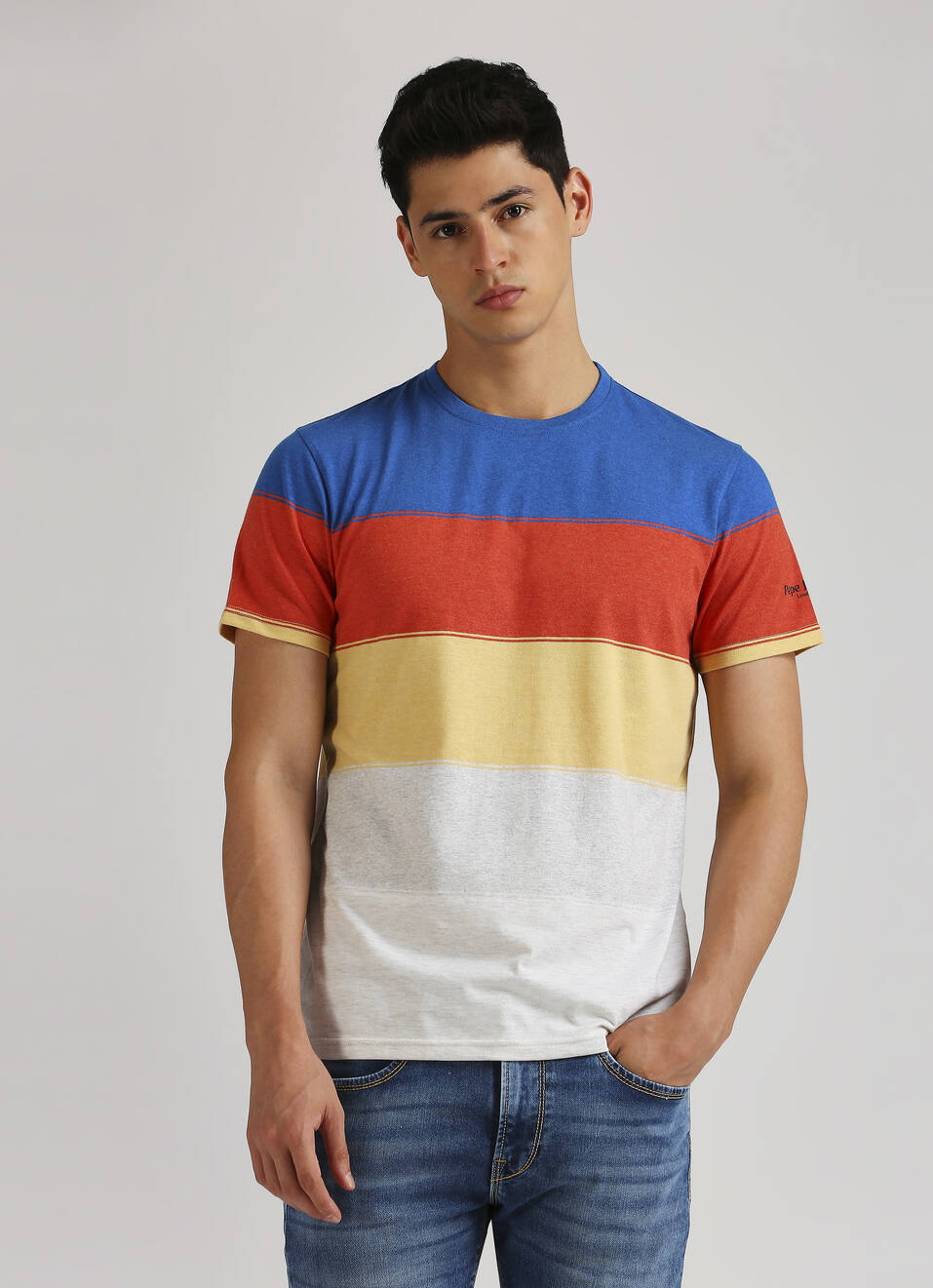 Multicolour Summer Stripes Short Sleeve T-shirt, , large image number 1