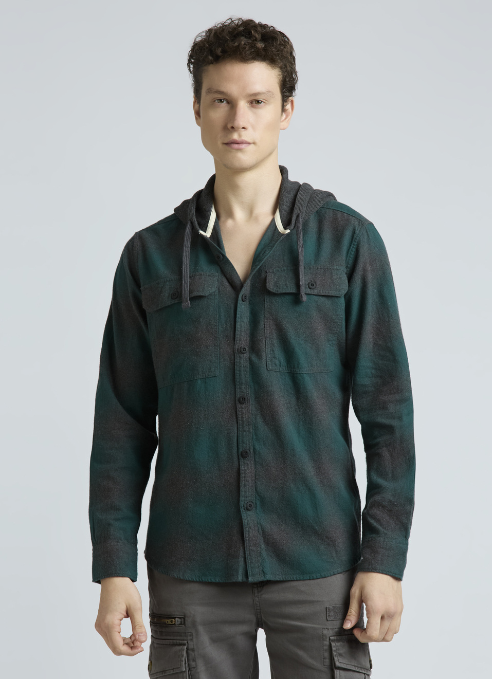 Teal Checks Full Sleeves Shirt, , large image number 1