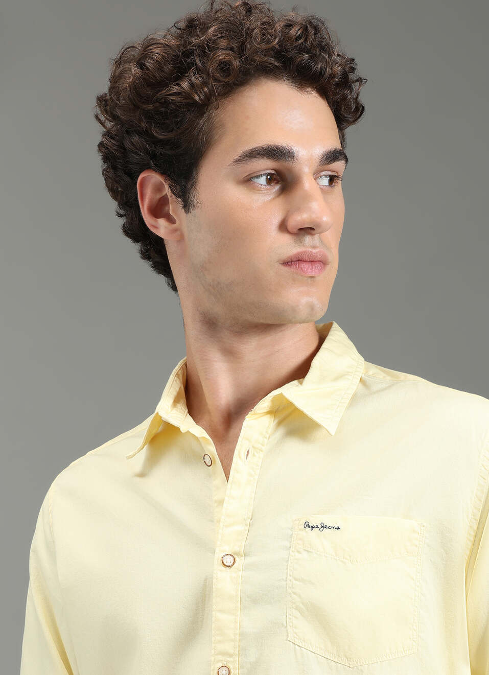 Men Yellow Solid Shirt, , large image number 4