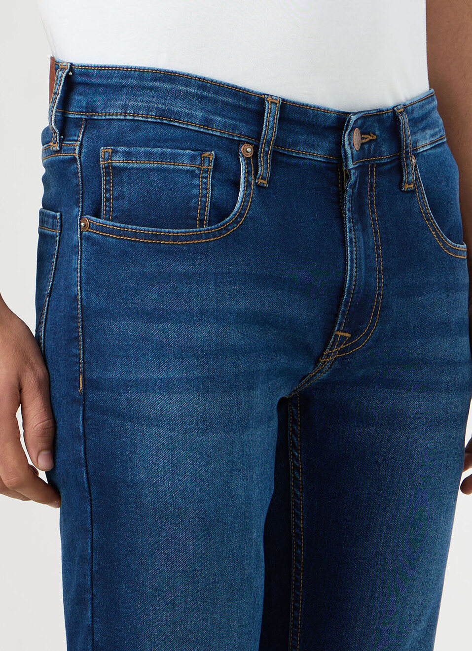 Men Blue Mid Rise Slim Fit Jeans, , large image number 4