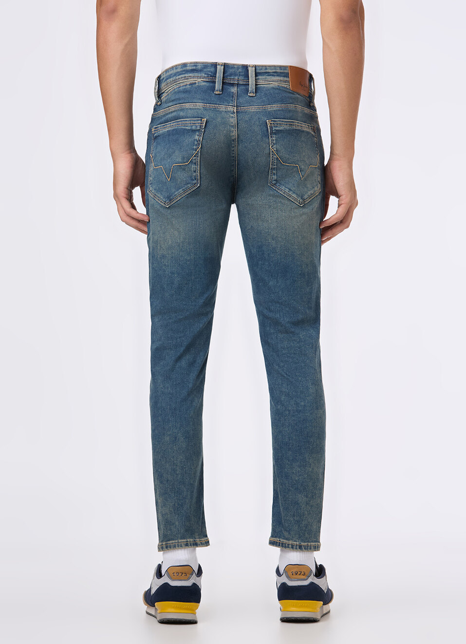 Men Blue Mid Rise Skinny Fit Powerflex Jeans, , large image number 3