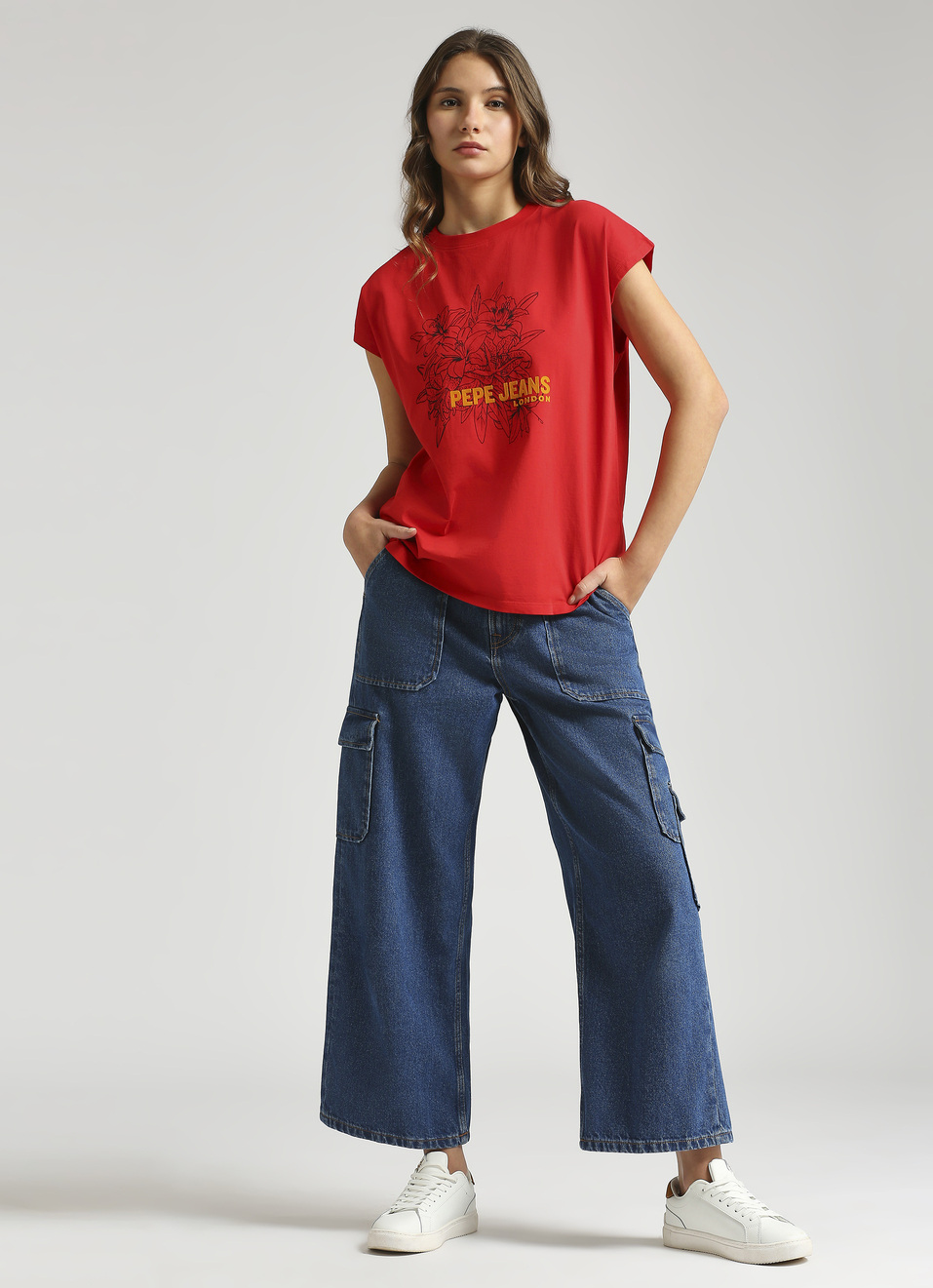 Red Oversized Graphic Print Extended Shoulder T-shirt, , large image number 6