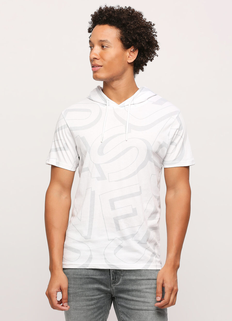 White Letter Print Short Sleeve T-shirt, , large image number 1