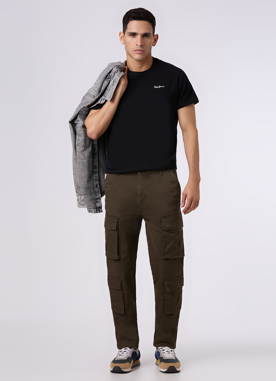 Men Dark Olive Multi-pocket Utility Design Cargo Pants, , large image number 3