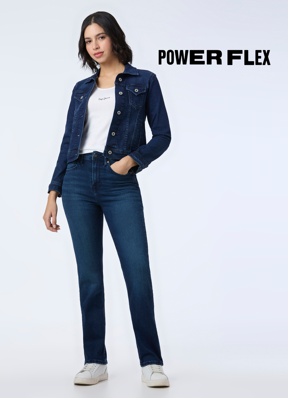 Women Blue High Rise Straight Fit Powerflex Jeans, , large image number 0