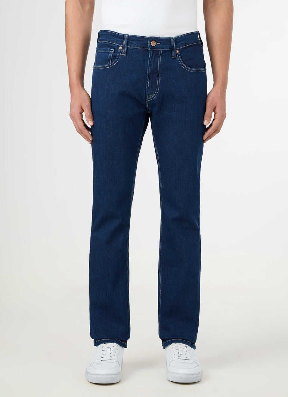 Men Blue Mid Rise Straight Fit Jeans, , large image number 2