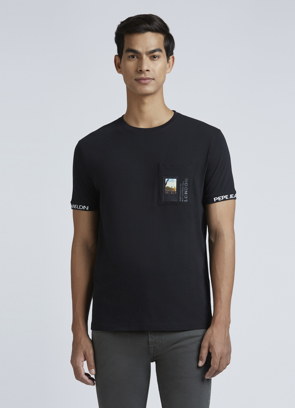 Black Photographic Print Short Sleeve T-shirt, , large image number 1