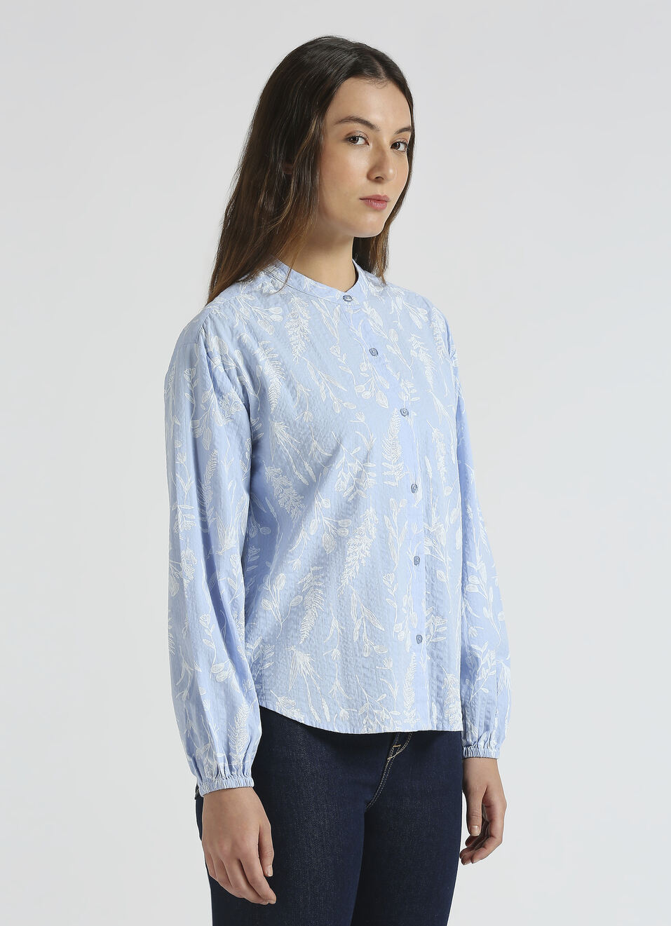 Blue Floral Print Full Sleeve Shirt, , large image number 3