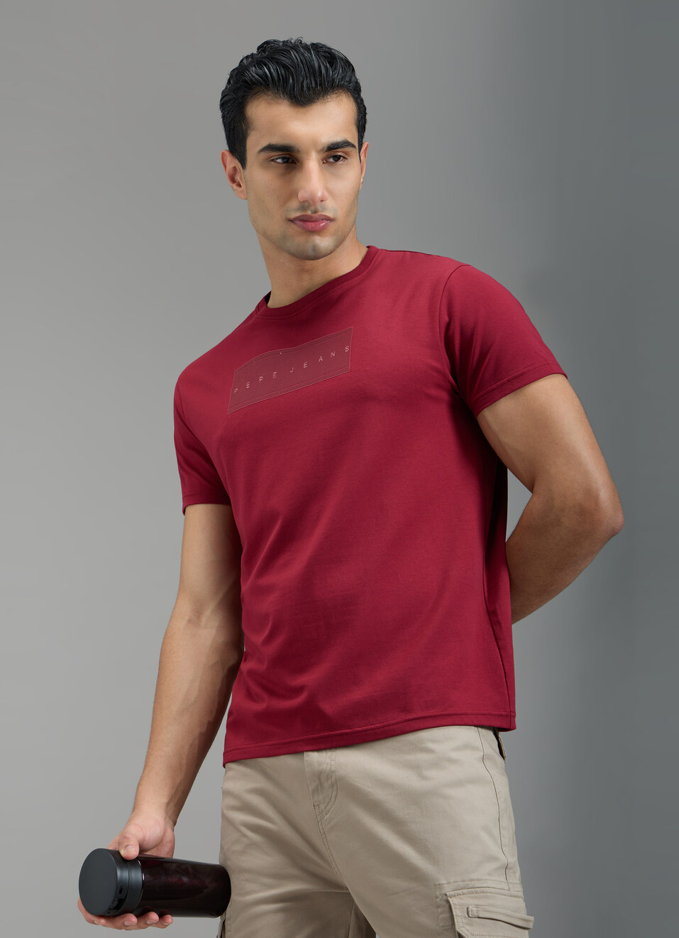 Men Red Typographic Print Slim Fit T-shirt, , large image number 0