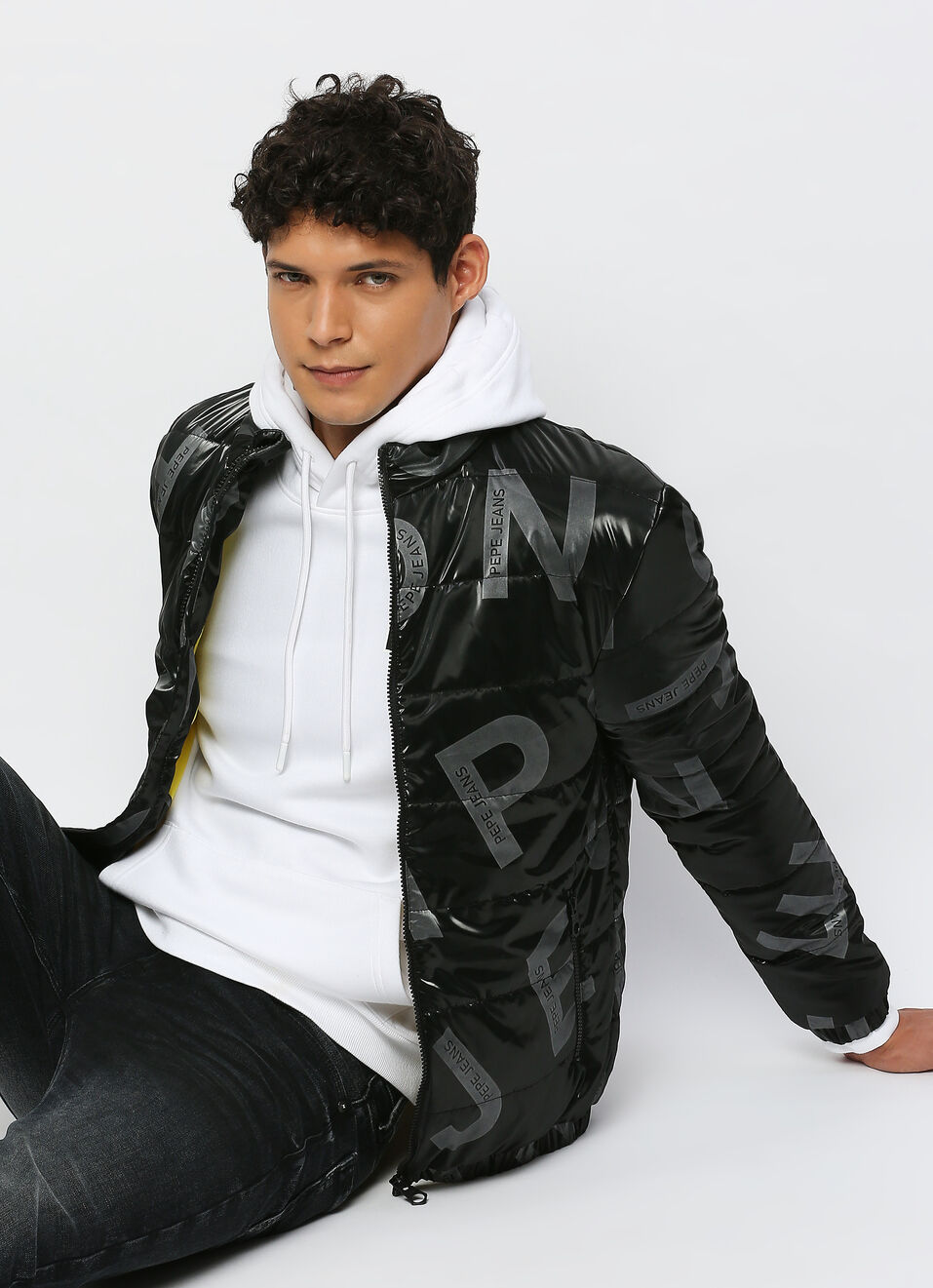 White Printed Hooded Sweatshirt, , large image number 6