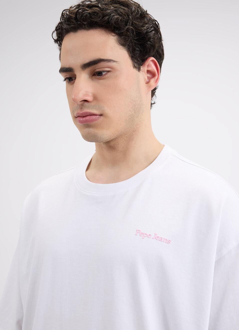 Men White Back Print Short Sleeve Oversized T-shirt, , large image number 4