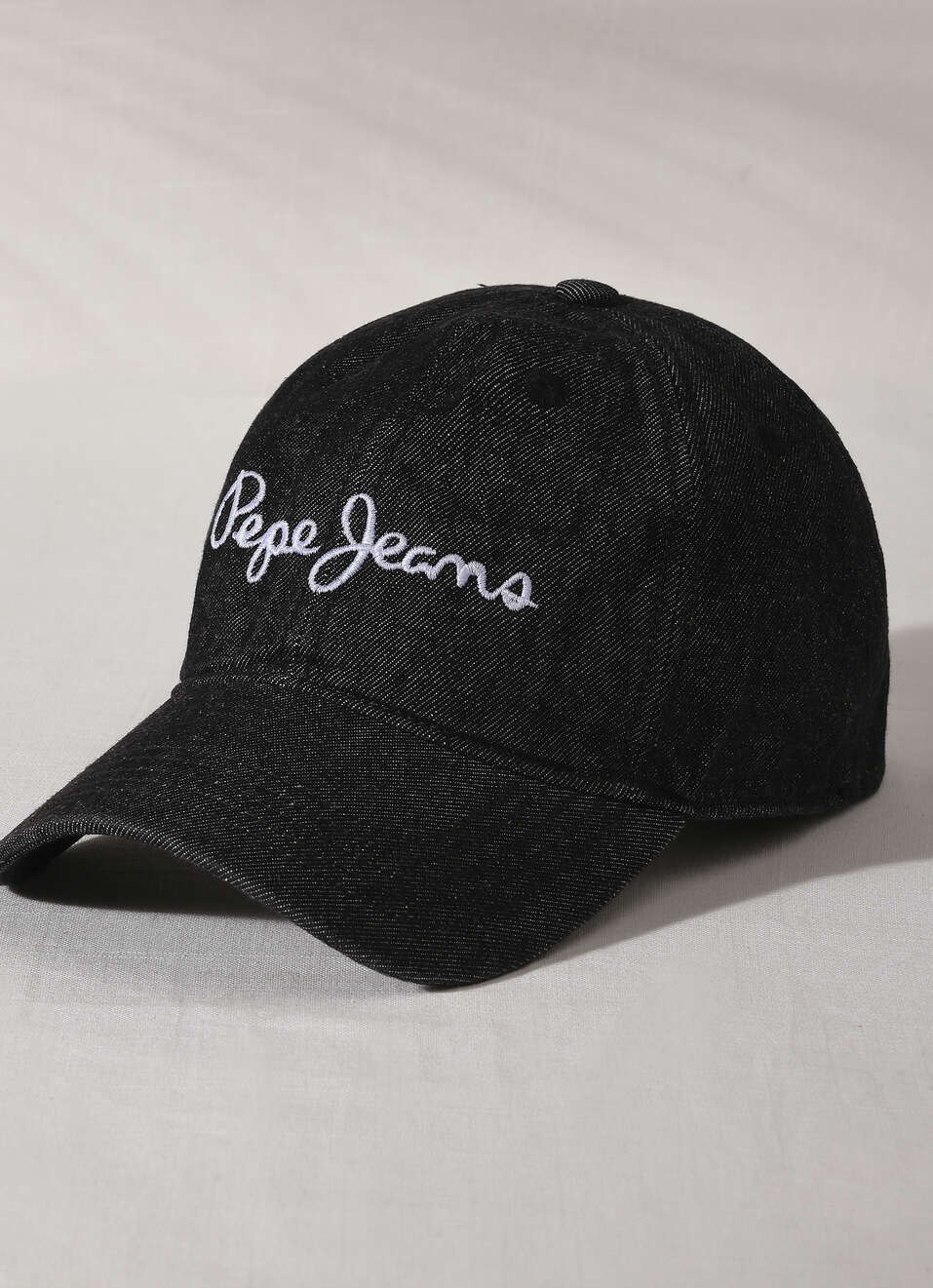 Black Embroidered Denim Cap, , large image number 0
