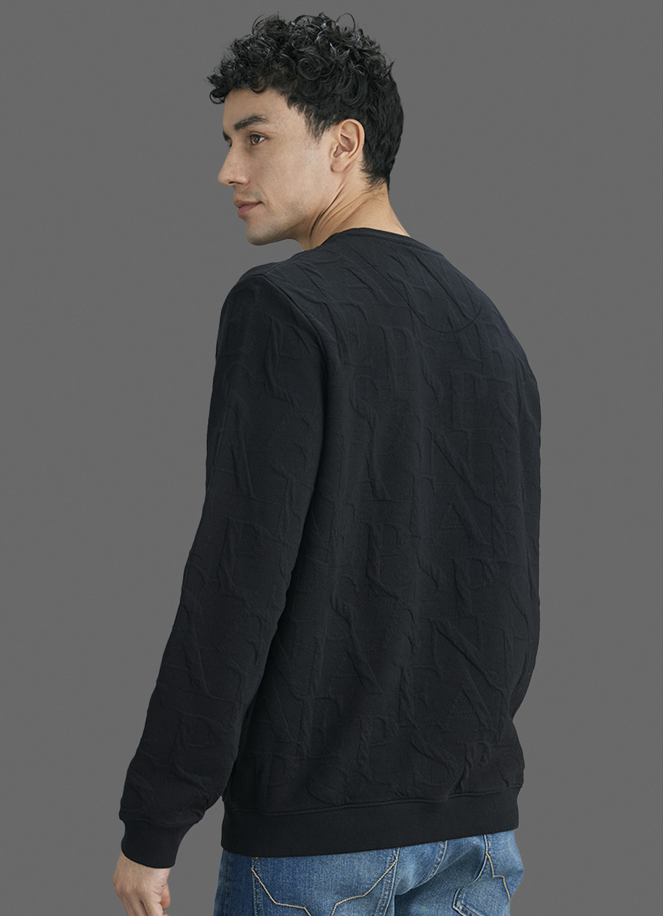 Men Black All Over Print Full Sleeve Sweatshirt, , large image number 6