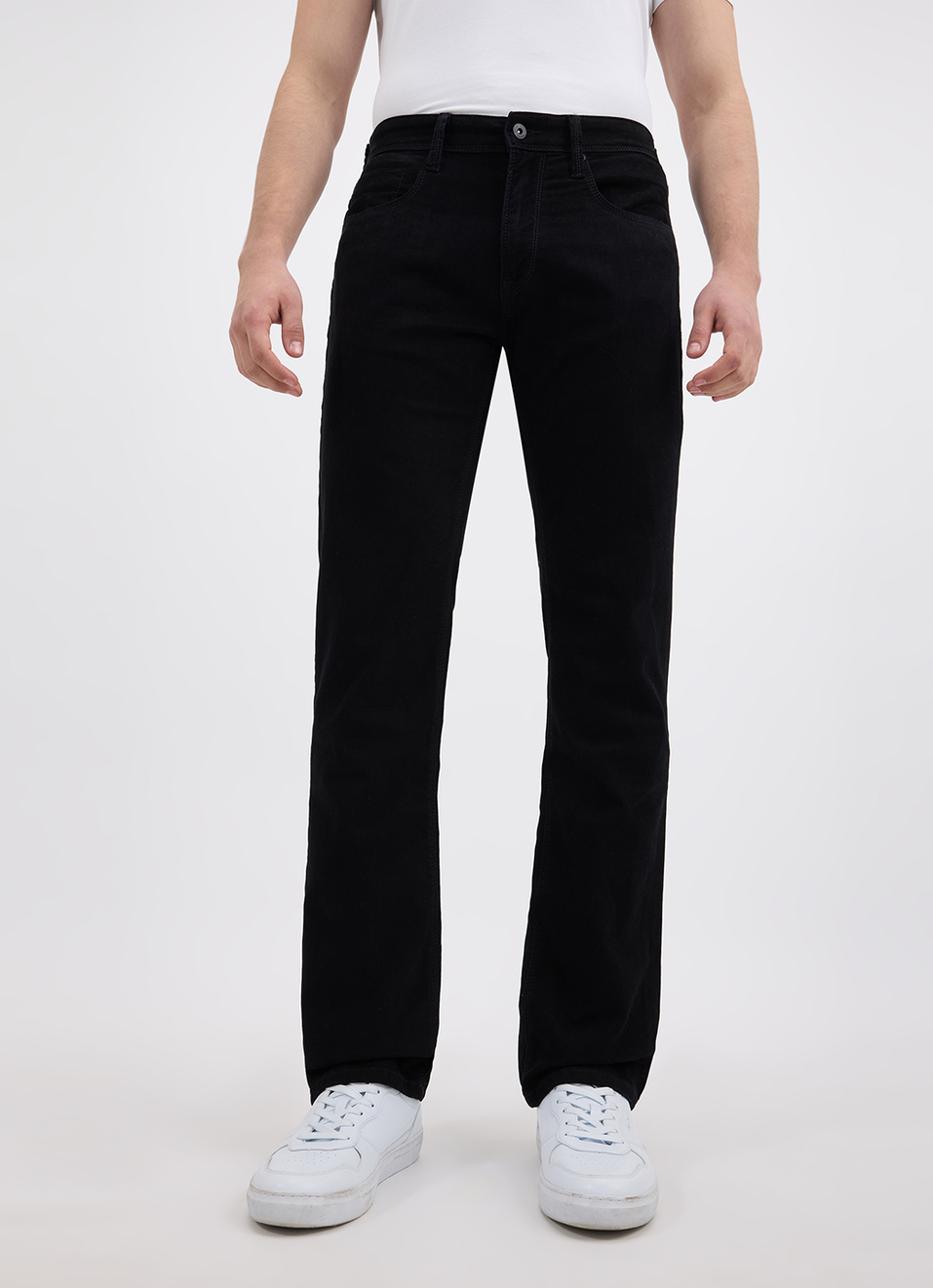 Men Black Mid Rise Straight Structured Jeans, , large image number 6