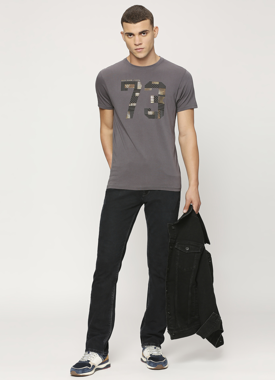 Grey Graphic Print Short Sleeve T-shirt, , large image number 6