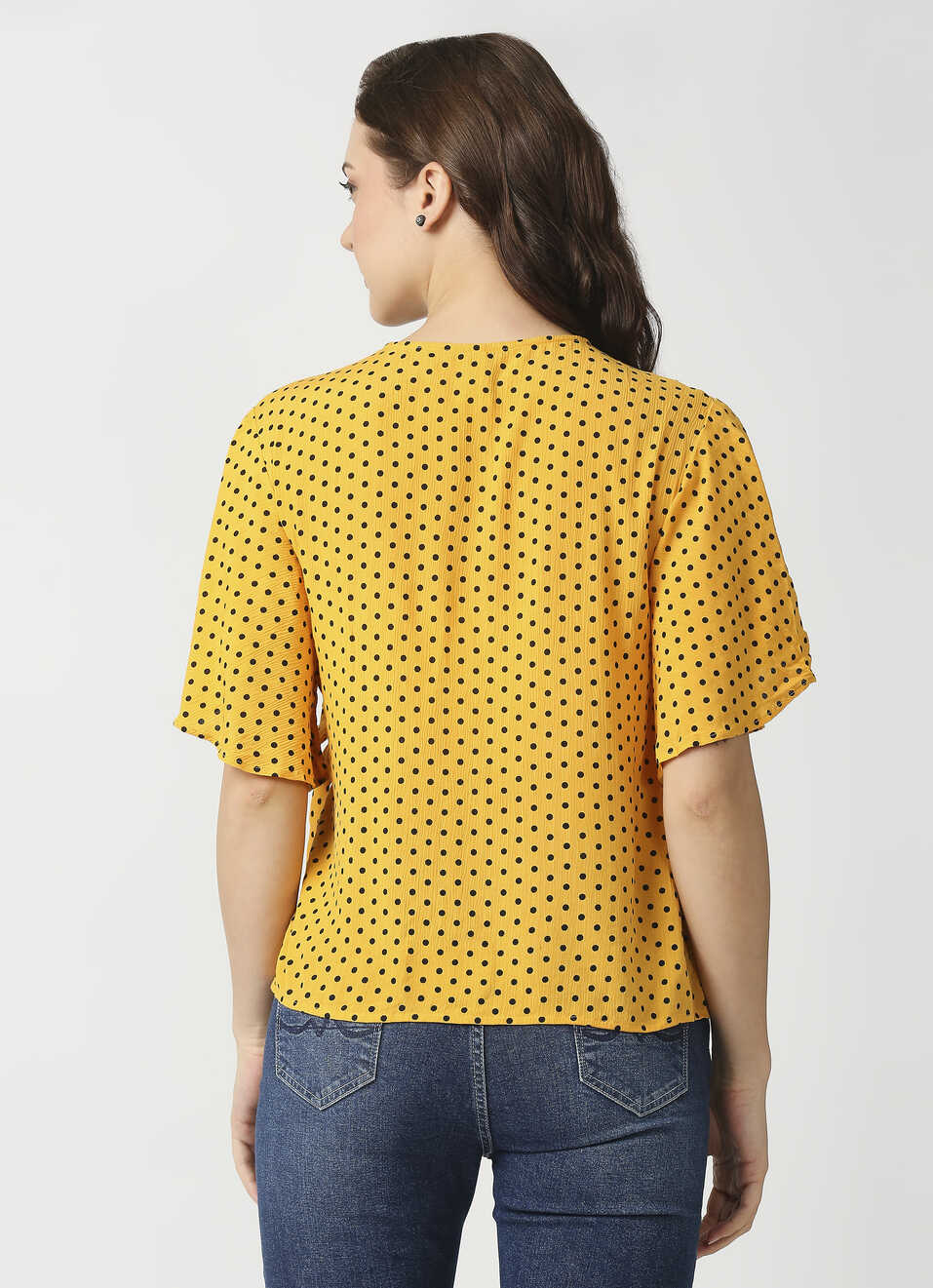 Lille Polka Dot Overlap Top With Flutter Sleeve, , large image number 2