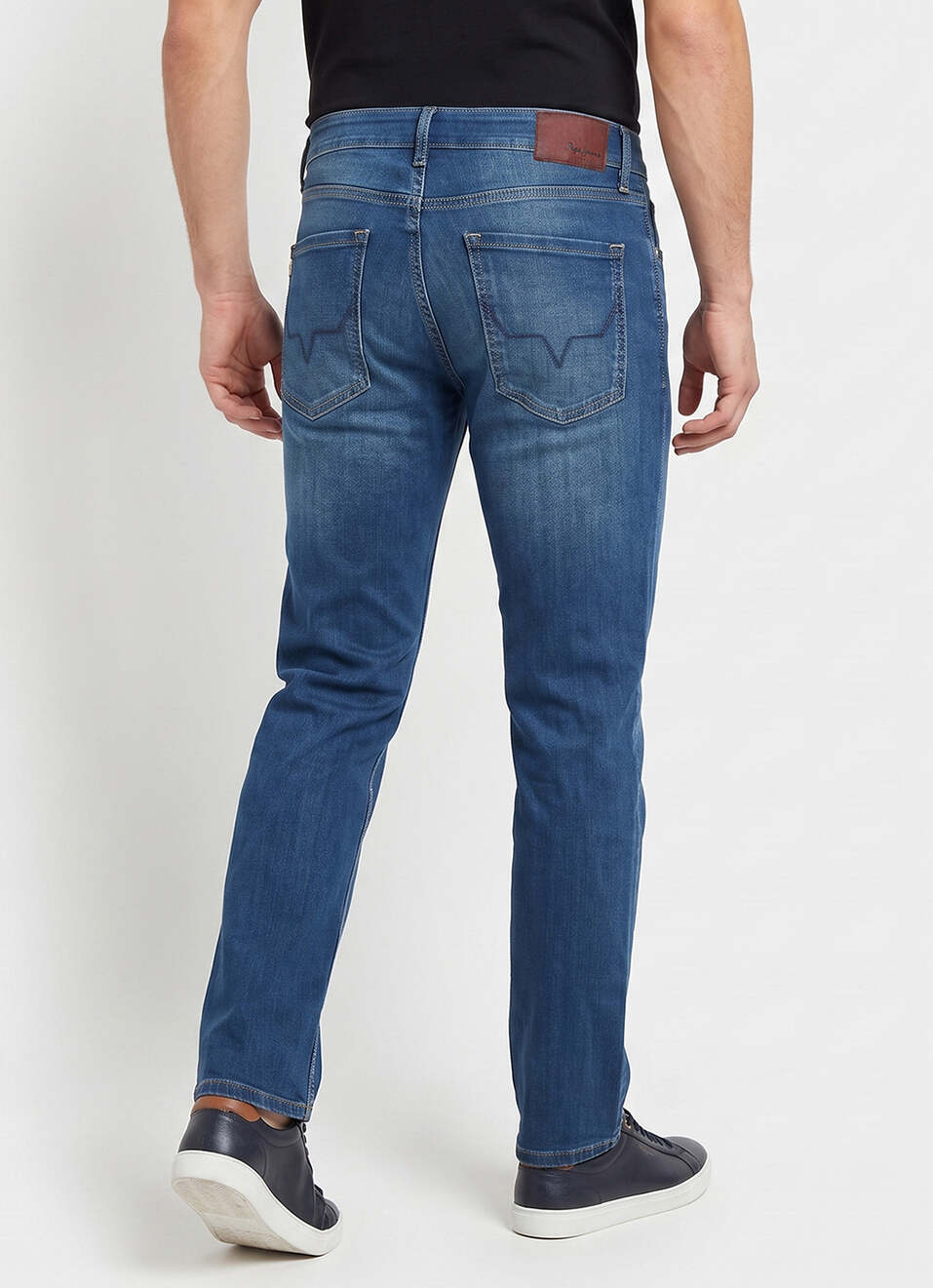 Men Blue Straight Fit Mid Rise Stretchable Jeans, , large image number 3