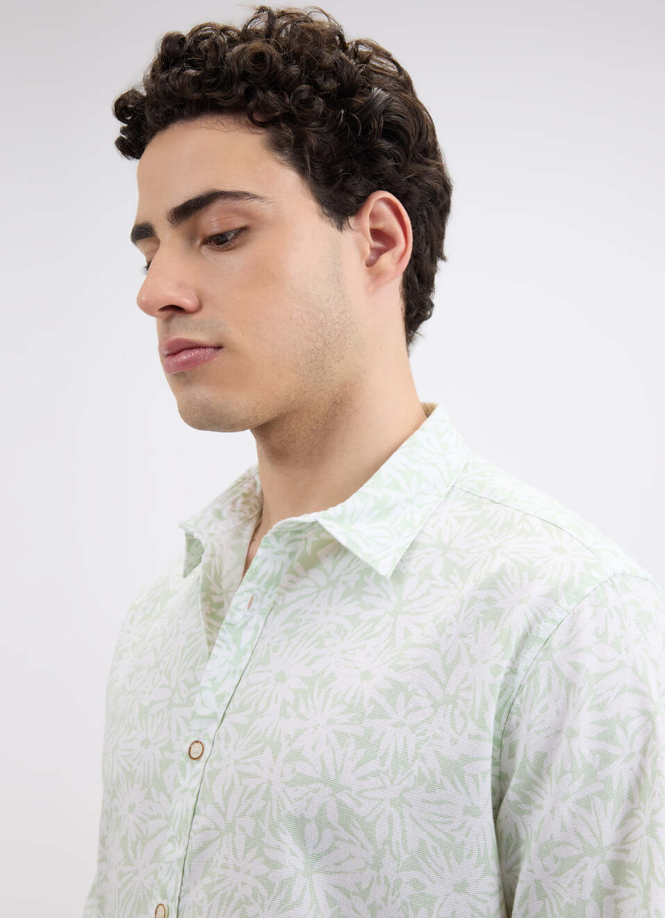 Men Green Floral Print Full Sleeve Shirt, , large image number 4