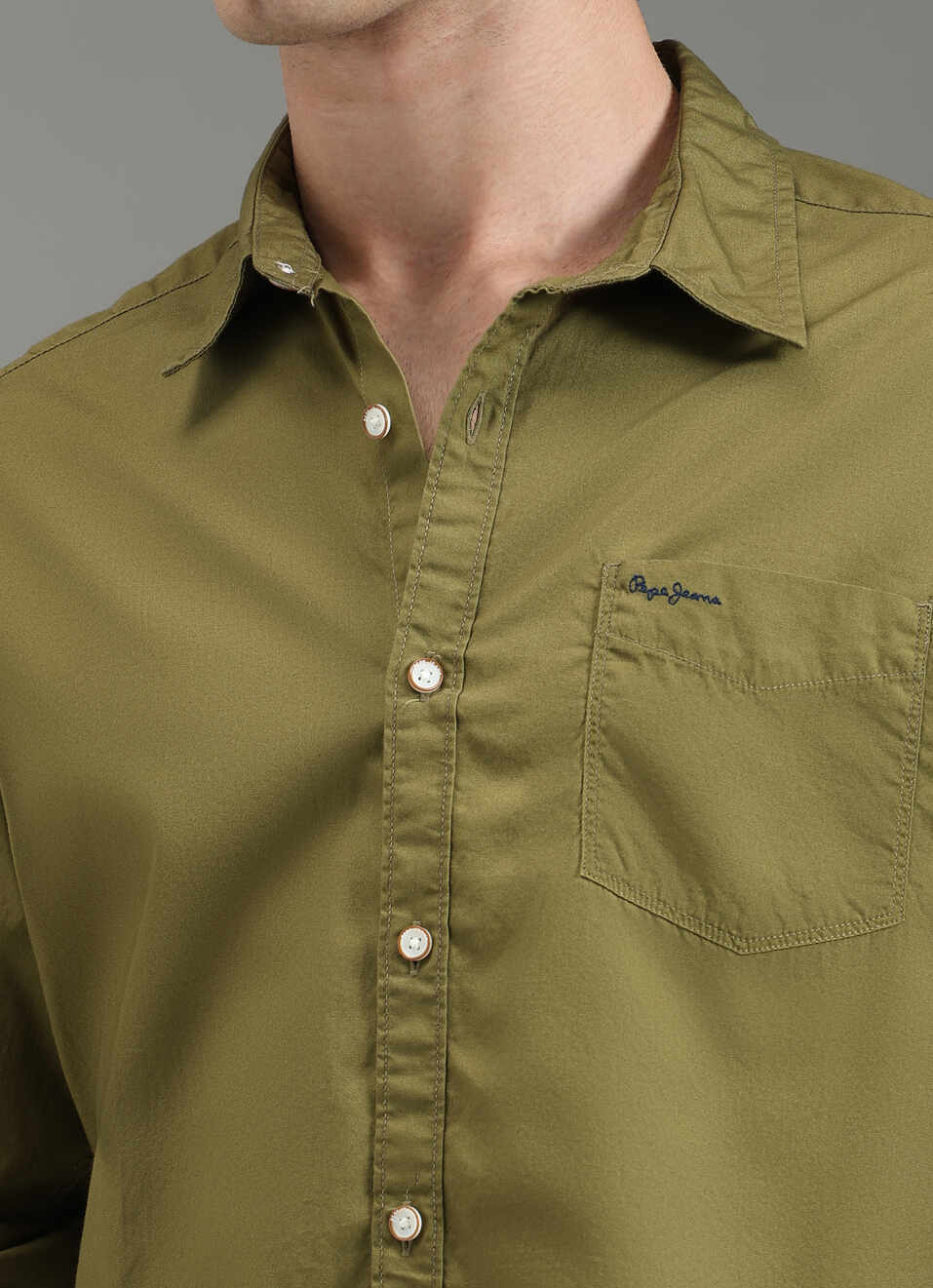 Men Olive Green Solid Shirt, , large image number 6