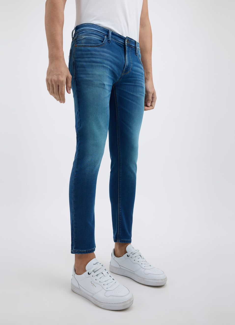 Men Green Blue Skinny Fit Mid Rise Jogger Like Jeans, , large image number 3