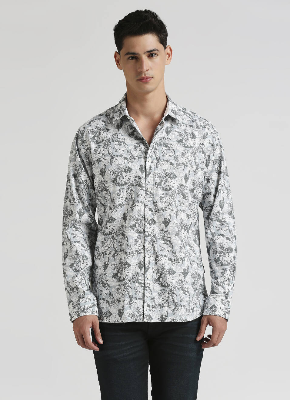 Mint Tropical Print Premium Long Sleeve Shirt, , large image number 1