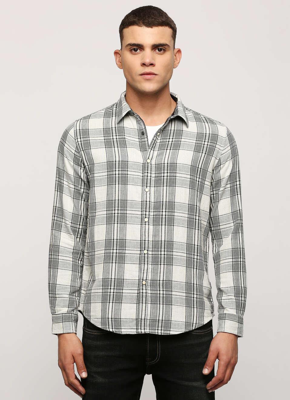 BLACK CHECKS FULL SLEEVE SHIRT, , large image number 7