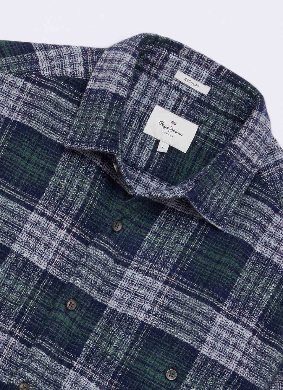 Men Navy Checked Brushed Long Sleeve Shirt, , large image number 6