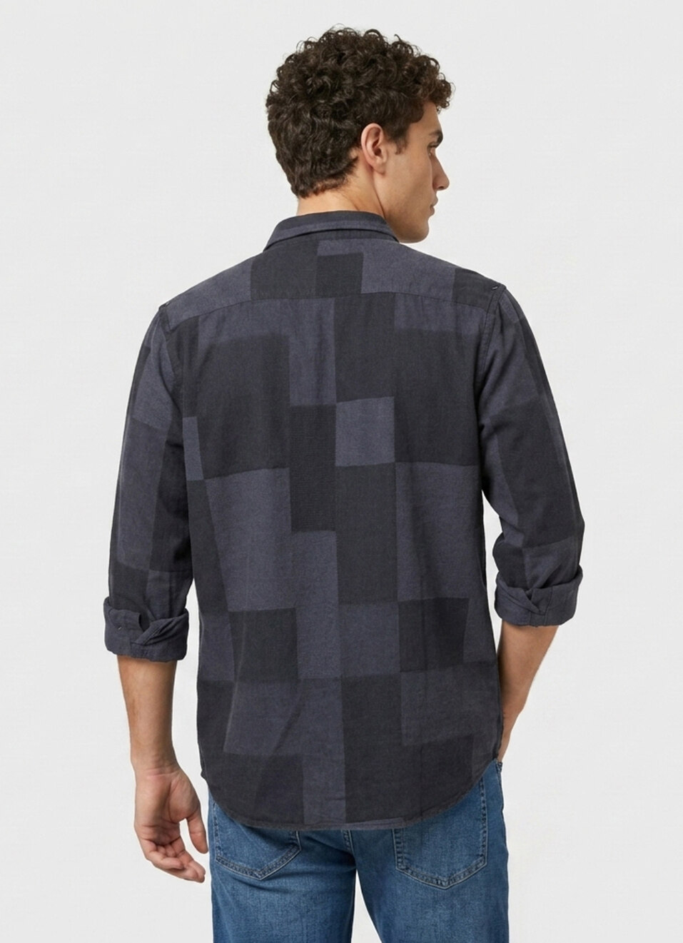 Men Black Solid Long Sleeve Shirt, , large image number 2